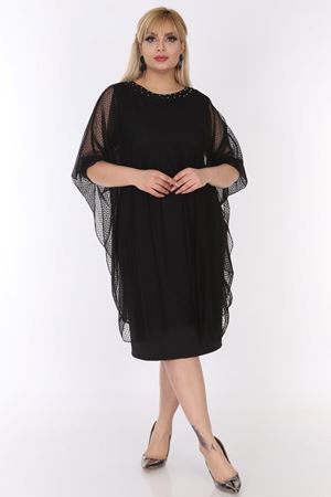 Tül Pelerinli Abiye Elbise 16B-0503