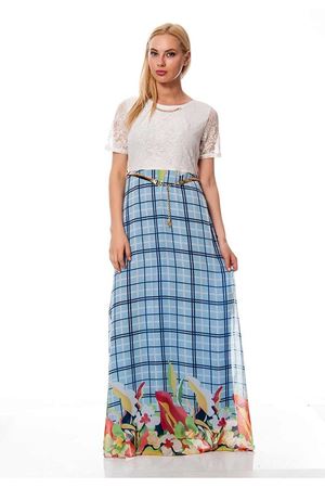 Turkuaz Desenli Kadın Elbise G8-116720