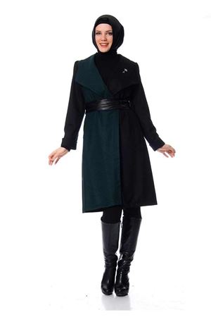 V Yaka Kaz Ayağı Desenli Puane Kaban K7-100246