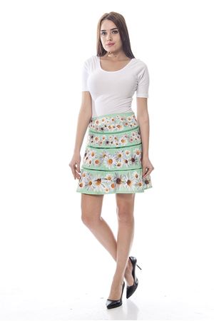 Yeşil Çiçek Desenli Etek K11-119462