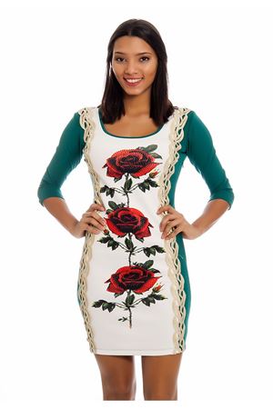 Yeşil Gold-Taş Detaylı Kadın Elbise F6-125842