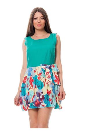 Yeşil Desenli  Elbise F10-115908