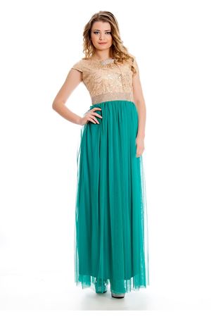 Yeşil Gold Pul İşlemeli Abiye H8-126327