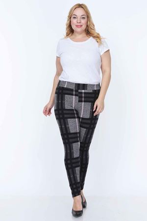 Desenli Esnek Büyük Beden Tayt 3A-0770
