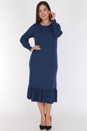 Eteği Fırfırlı Büyük Beden Elbise 19C-0784