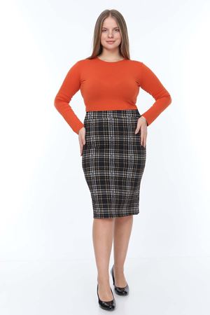 Ekose Esnek Büyük Beden Etek 14D-0866