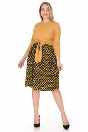 Eteği Kloş Büyük Beden Elbise 25A-0942