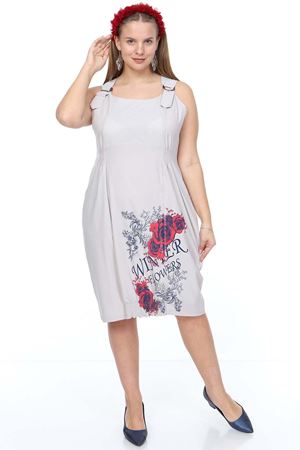 Askılı Gri Büyük Beden Elbise 20Y-0914