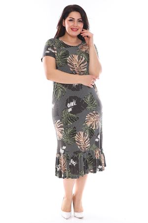 Desenli Esnek Büyük Beden Elbise 29E-0962