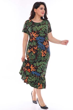 Yaprak Desenli Büyük Beden Elbise 29C-0960