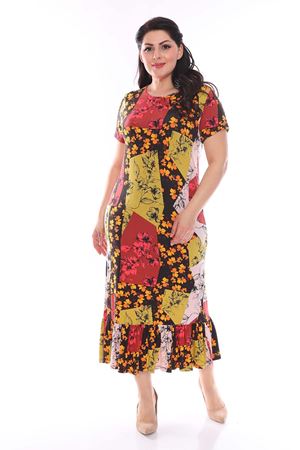 Çiçekli Desenli Esnek Büyük Beden Elbise 29A-0955