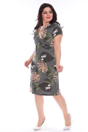 Yeşil Desenli Kruvaze Elbise 2F-0979