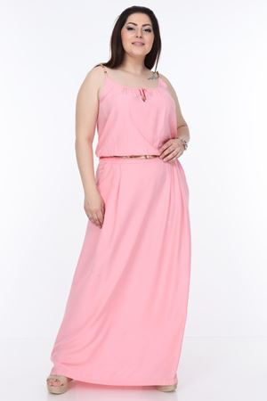 Askılı Uzun Büyük Beden Elbise 20Y-0997