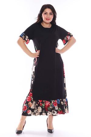 Garnili Fırfırlı Büyük Beden Elbise 30Y-1112