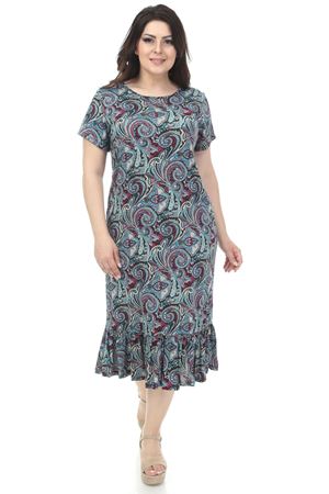 Elegance Desenli Büyük Beden Elbise 7C-1146