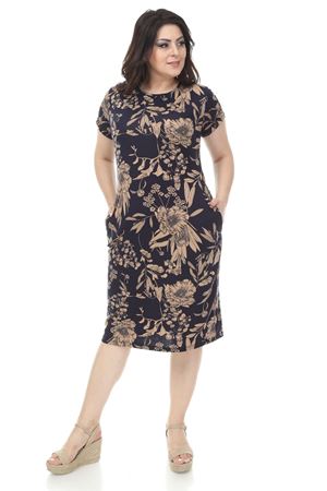 Kısakol Cepli Büyük Beden Elbise 8F-1149