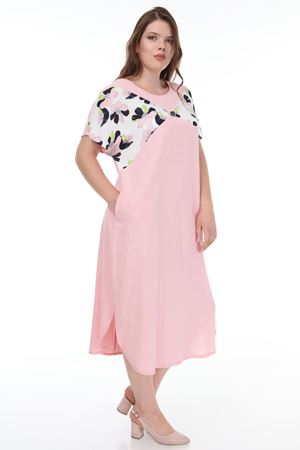 Garnili Yazlık Büyük Beden Elbise F1-1145