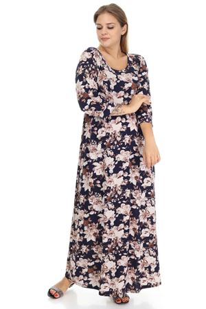 Bisiklet Yaka Uzun Büyük Beden Elbise 15B-1249