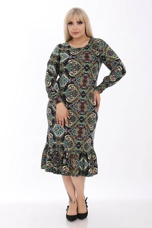 Kışlık Kollu Büyük Beden Elbise 33D-1306