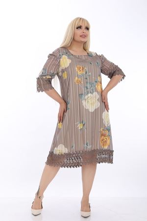 Dantelli Astarlı Büyük Beden Elbise J1-1315