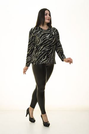 Yeşil Siyah Esnek Bluz 16B-1397