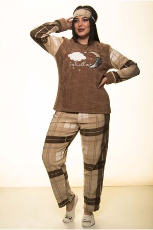 Welsoft Polar Kışlık Büyük Beden Pijama Takımı 32C-1464