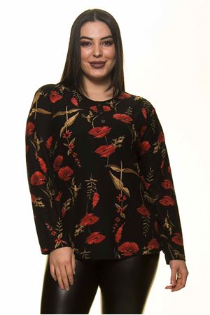 Çiçek Desenli Büyük Beden Bluz 22D-1438