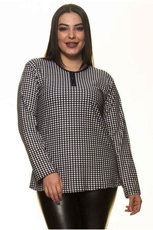 Kazayağı Desenli Büyük Beden Bluz 22D-1437