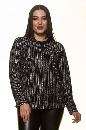 Çizgi Desenli Büyük Beden Bluz 22D-1436
