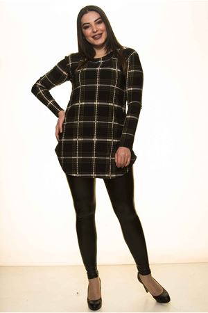 Kare Desenli Büyük Beden Bluz J1-1448