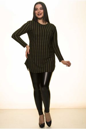 Kazayağı Desenli Büyük Beden Bluz J1-1444