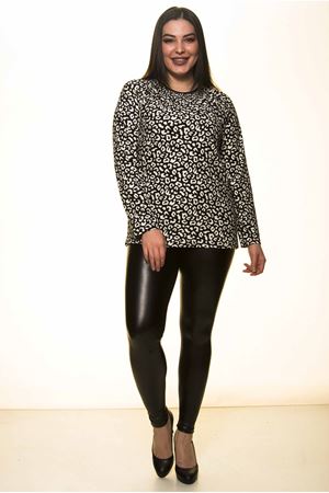 Siyah Beyaz Büyük Beden Bluz 4A-1418