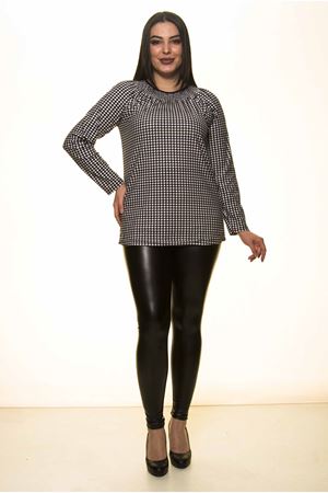 Yaka Biyeli Büyük Beden Bluz 4A-1419