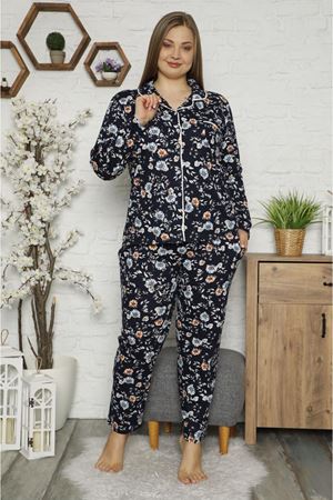 Çiçek Desenli Büyük Beden Pijama Takımı 32E-1481