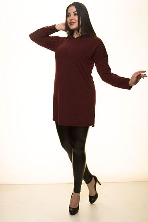 Bordo Kapüşonlu Bluz 2A-1453