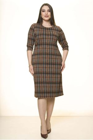 Desenli Cepli Kışlık Büüyük Beden Elbise 25C-1500