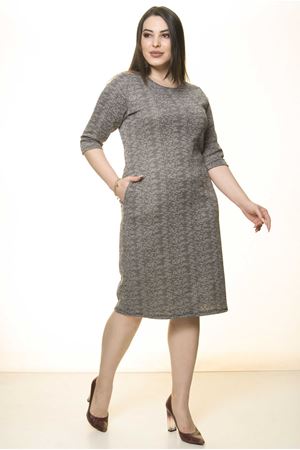 Gri Cepli Kışlık Büyük Beden Elbise 27C-1499