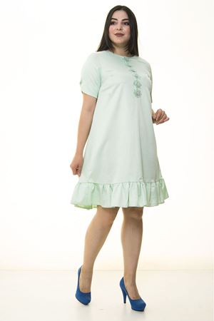 Eteği Fırfırlı Fistolu Büyük Beden Elbise 26D-1334