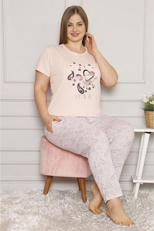 Yazlık Geniş Kesim Büyük Beden  Pijama Takımı 26B-1611