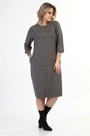 Cepli Desenli Esnek Kışlık Büyük Beden Elbise 16D-1626