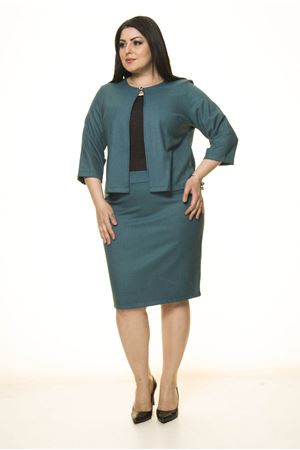 Büyük Beden Yeşil Etek Ceket Takım F10-1659