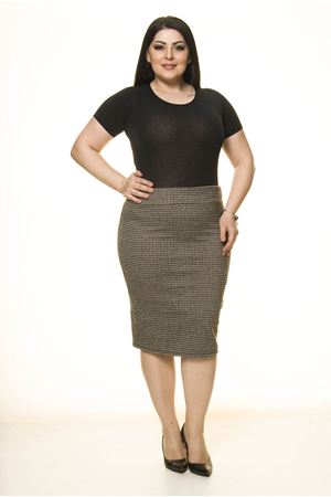 Kazayağı Likralı Esnek Büyük Beden Etek 35B-1656