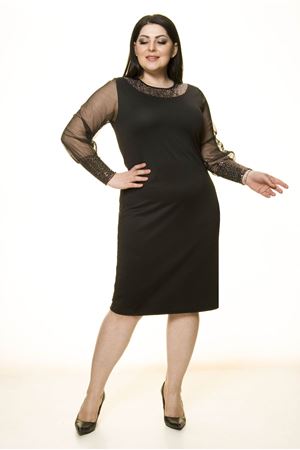 Yaka Kol Parlak Bakır Büyük Beden Elbise 15E-1697