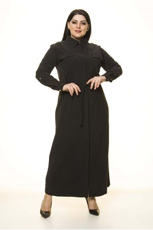 Gömlek Yaka büyük Beden Uzun Elbise G10-1674