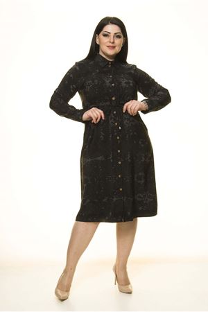 Gömlek Yaka Büyük Beden Elbise G10-1670