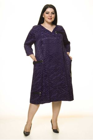 Büyük Beden Fermuar Detaylı Elbise G10-1661