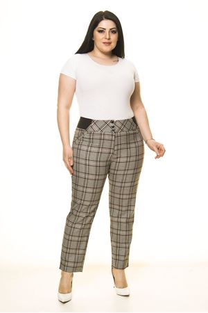 Ekose Desen Cepli Büyük Beden Pantolon L1-1687