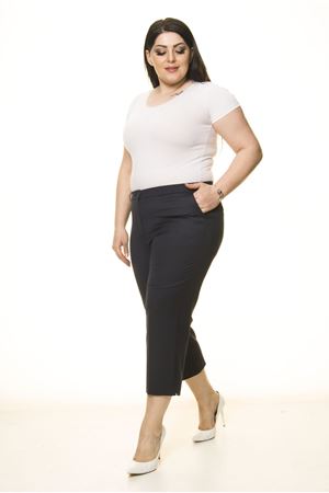 Lacivert Kumaş Büyük Beden Kapri L2-1702