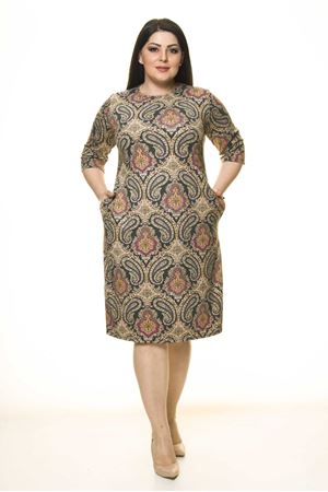 Cepli Esnek Büyük Beden Elbise 8D-1750