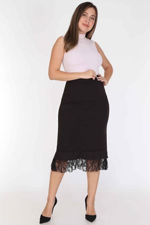 Volanlı Dantelli Büyük Beden Etek 30Y-1755